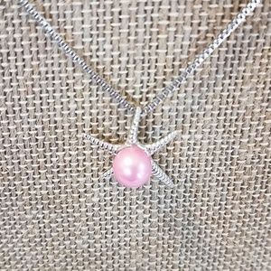 Sterling Silver Pink Cultured Pearl Starfish Neckl